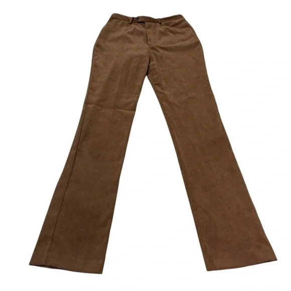 Vintage Anthropologie Women’s Brown Faux Suede High Rise Flare Pants Size 2 - Picture 2 of 10